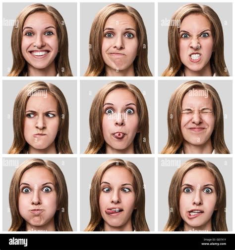 Woman expressing different affects
