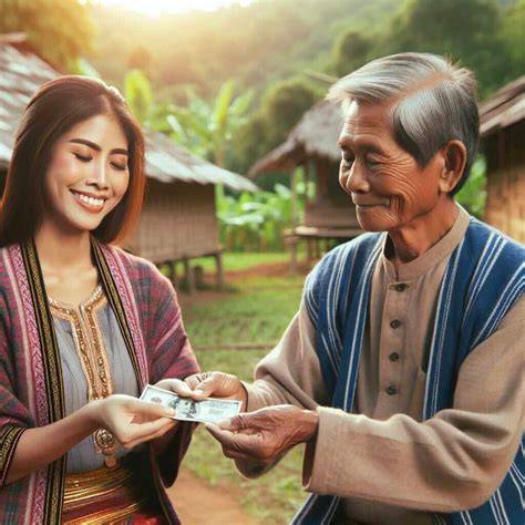 Woman receiving microloan