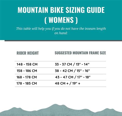 Womens Mountain Bike Sizing Chart