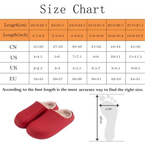 Womens Slipper Size Chart