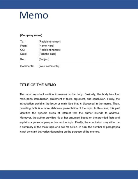 Word Document Memo Template