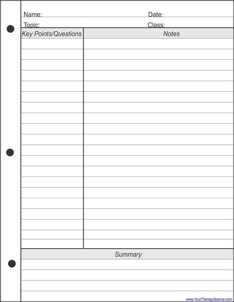 Word Note Taking Template