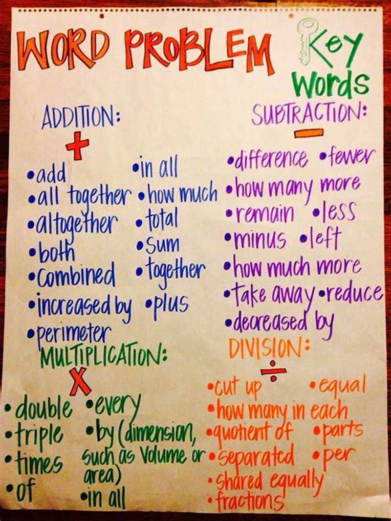 Word Problem Key Words Anchor Chart