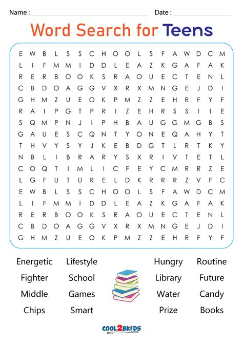 Word Search For Teenager Printable