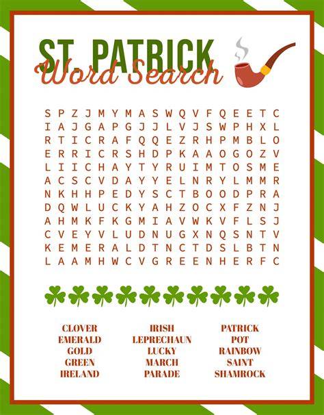 Word Search Printable St Patrick's Day