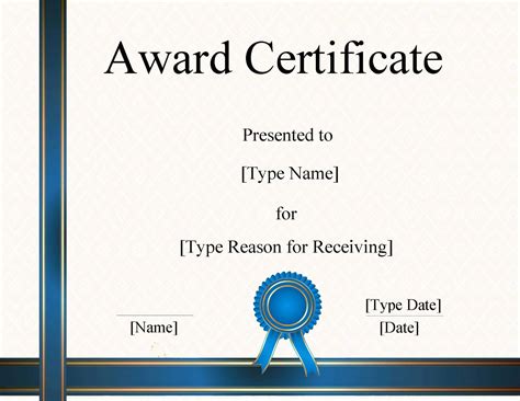 Word Template Certificate