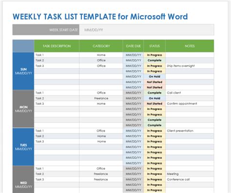 Word Template For Lists