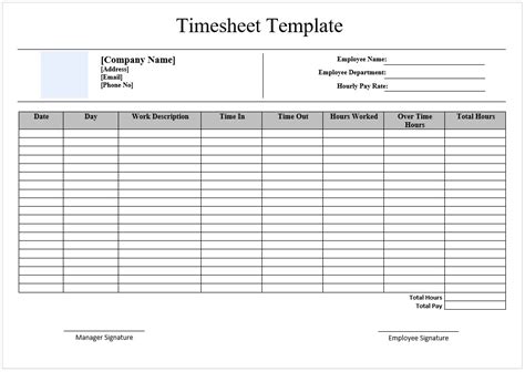 Word Timesheet Template