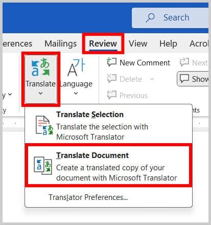 Word Translate Feature