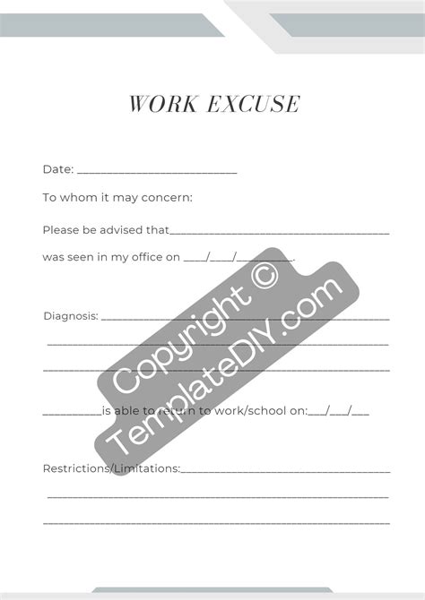 Work Excuse Template