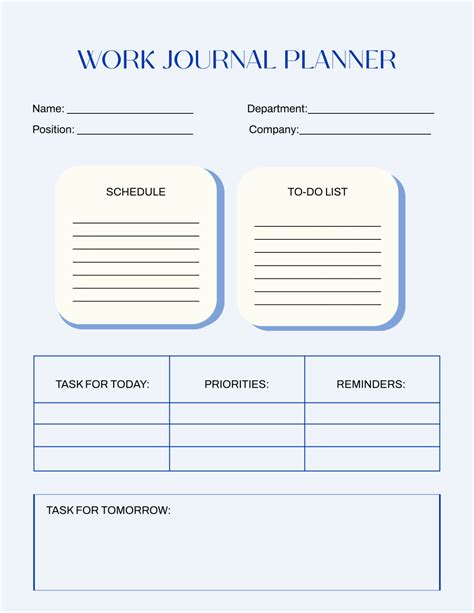 Work Journal Template