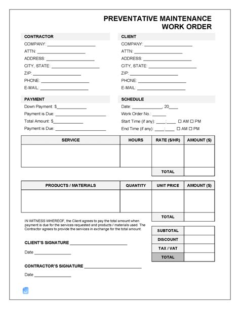 Work Order Document