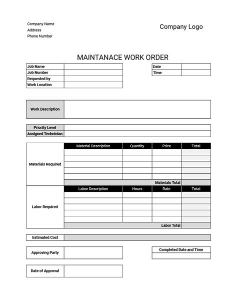 Work Order Template