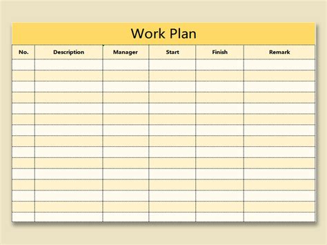 Work Plan Template Word