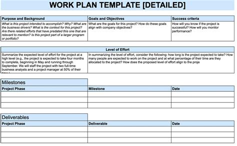 Work Plan Templates