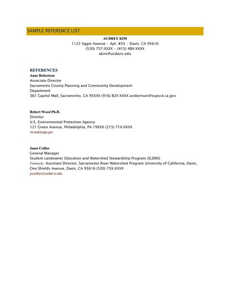 Work References Template