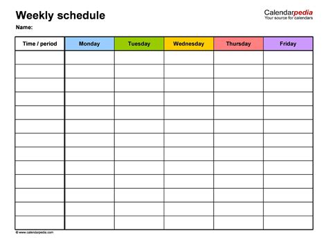Work Timetable Template