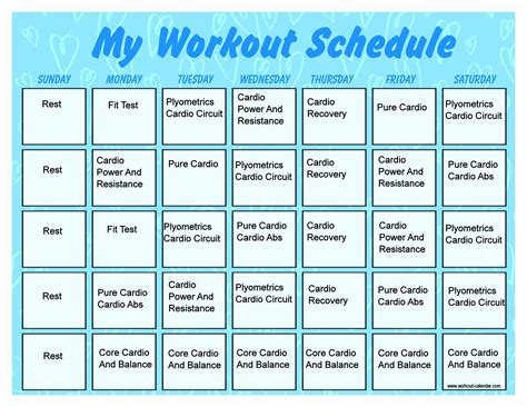 Workout Schedule Template