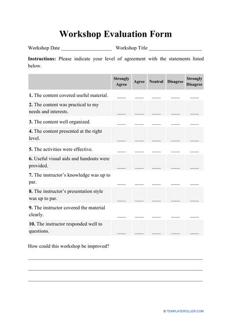 Workshop Evaluation Template