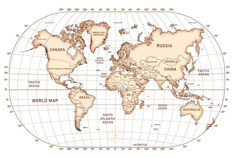 World Map With Latitude And Longitude Printable