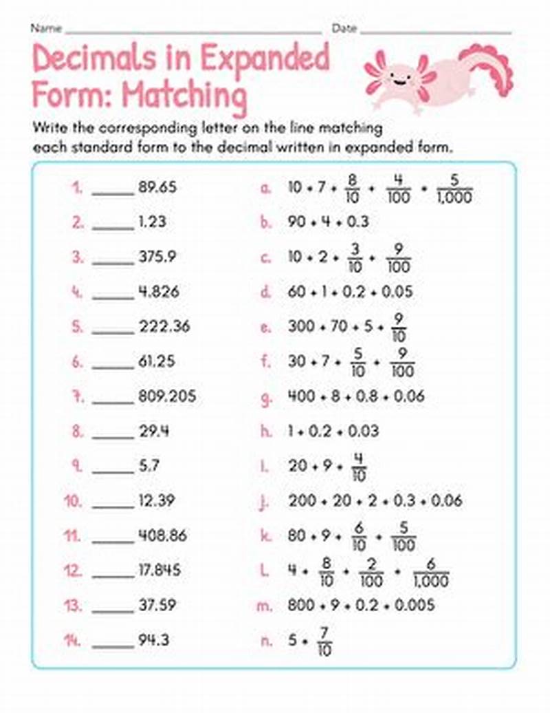 Write Decimals In Expanded Form Worksheet