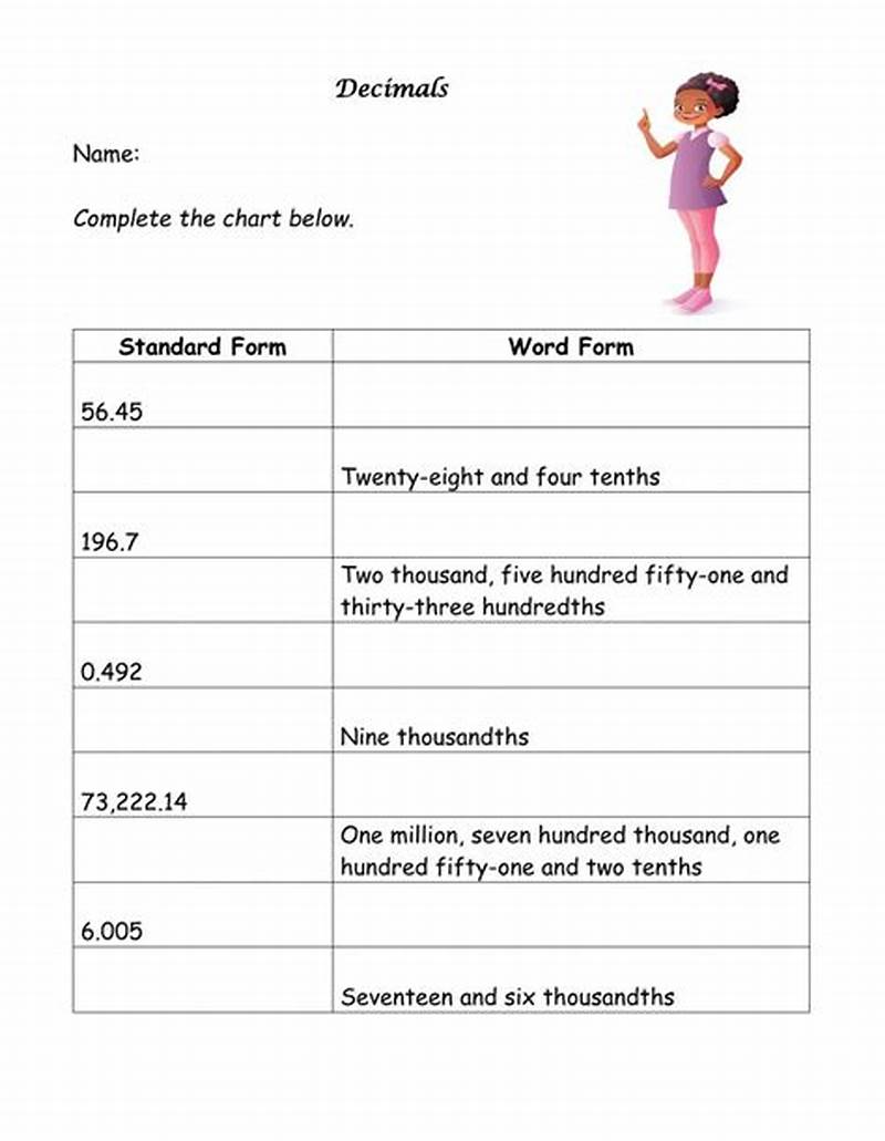 Write Decimals In Word Form Worksheet