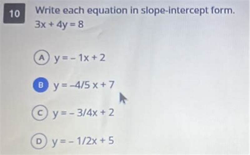 Write Equation In Slope Intercept Form Solver