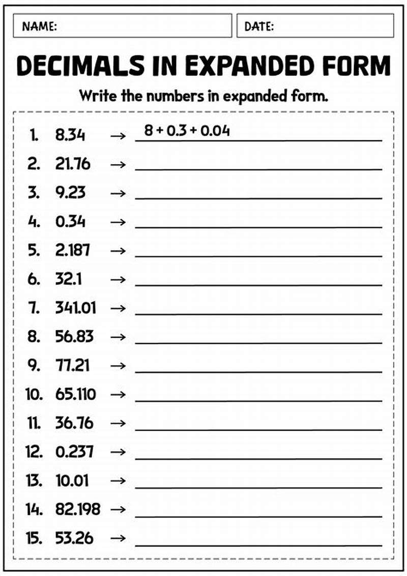 Writing Decimals In Expanded Form Worksheet