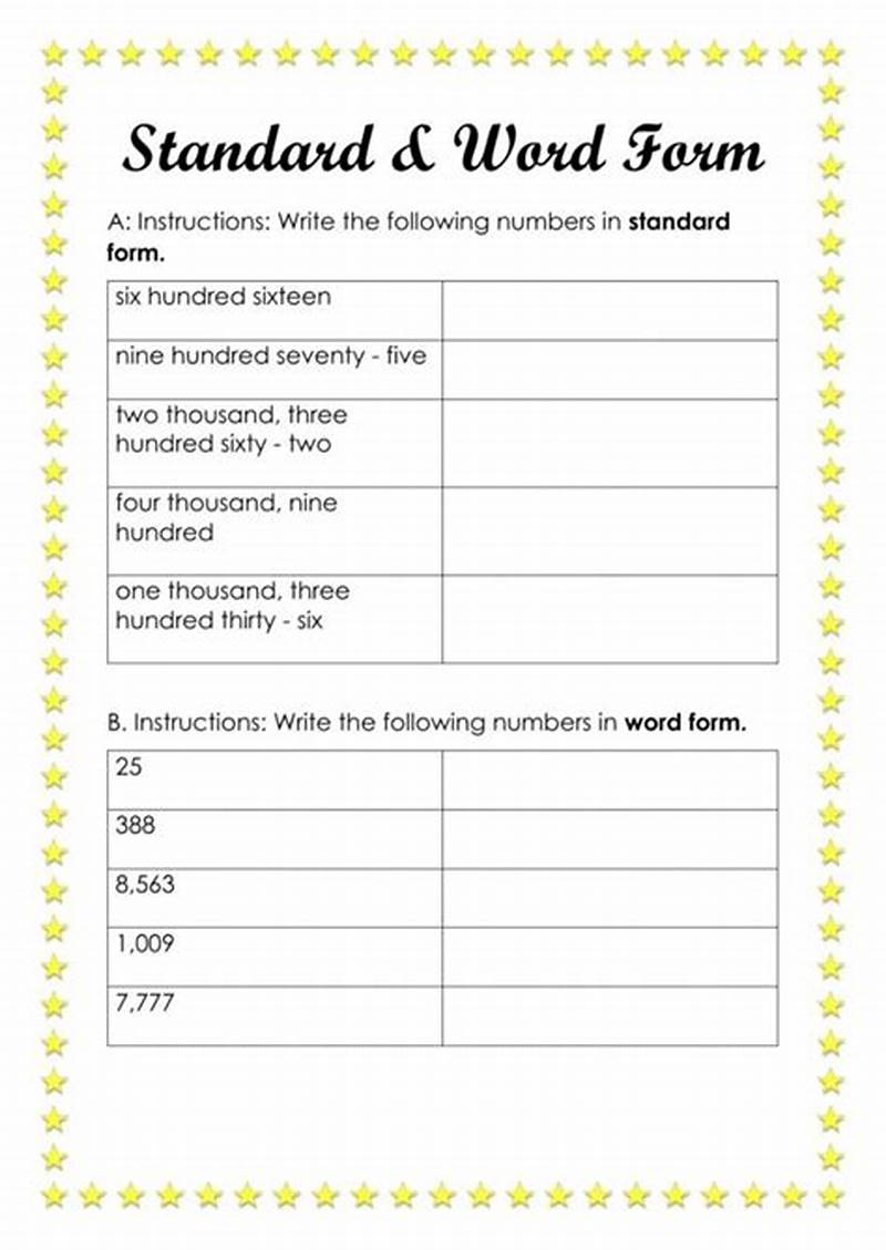 Writing In Standard Form Worksheet