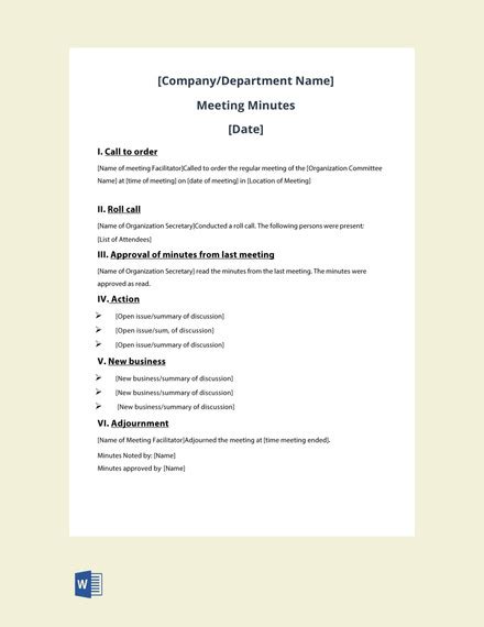 Writing Meeting Minutes Template