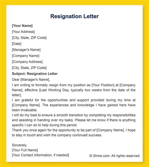 Writing Resignation Letter