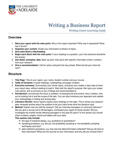 Writing a detailed report