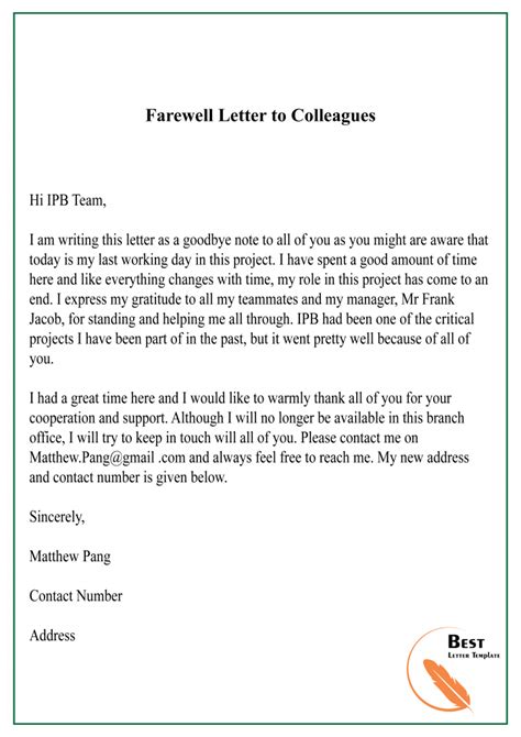 Writing a farewell letter