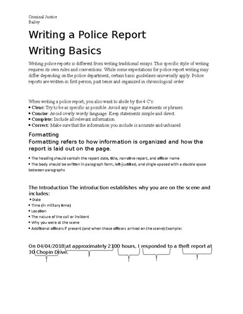 Writing a police report