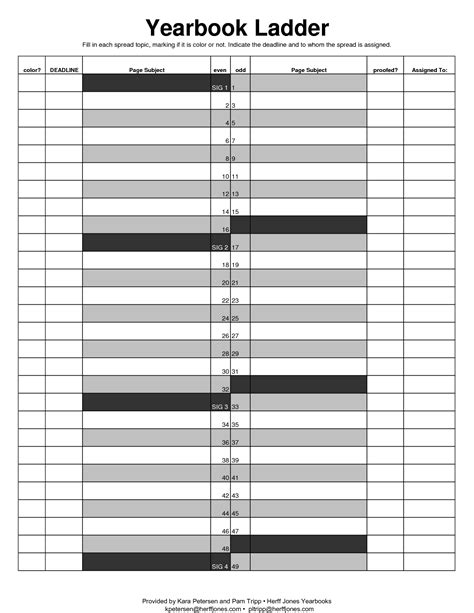 Yearbook Ladder Template