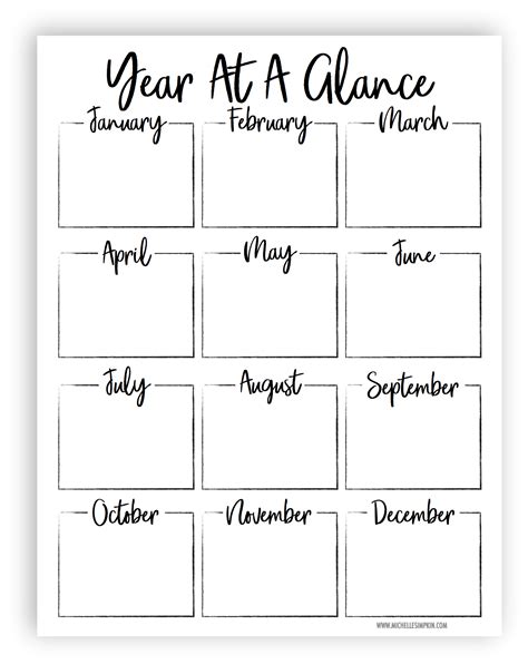 Calendar Glance Printable