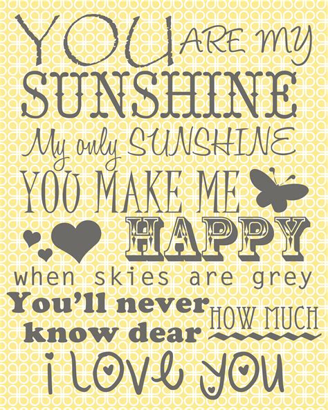 You Are My Sunshine Printable