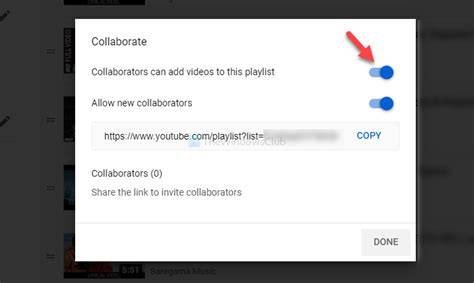 YouTube Music Allow New Collaborators Option