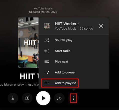 YouTube Music Edit Playlist Button