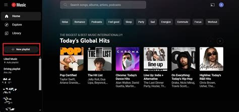 YouTube Music New Playlist Button