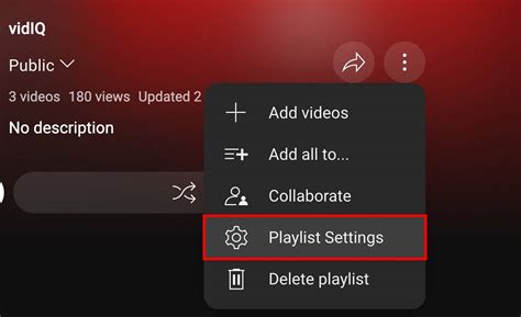 YouTube Playlist Three Dots Menu