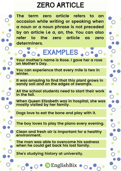 Zero article rule English