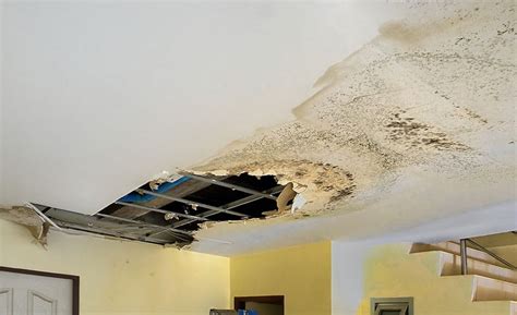 a damaged ceiling from water