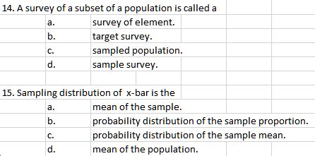 a subset of the target population is called a