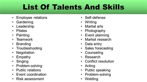 abilities examples for students in school