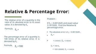 absolute relative and percentage error in numerical analysis