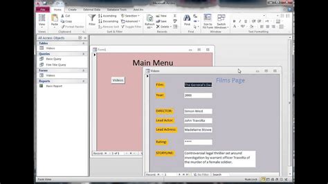 access main menu examples