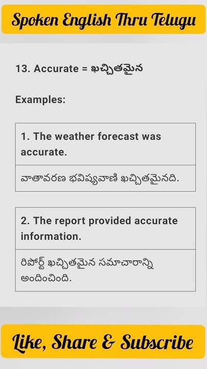 accurate meaning in telugu examples