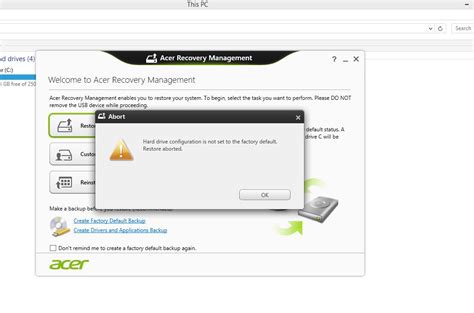 acer windows error recovery problem