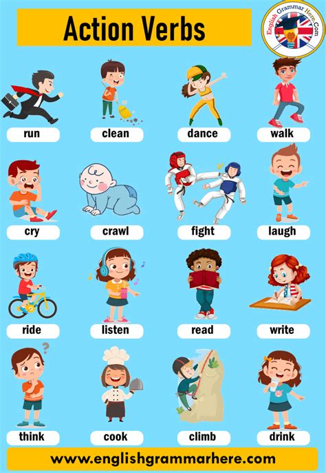 action words meaning in english with examples